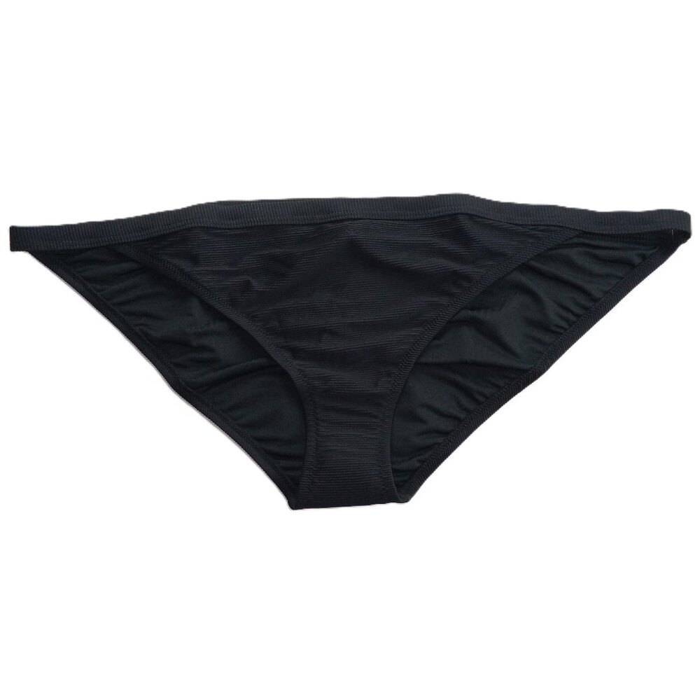 J. Crew Women's Ribbed Trim Hipster Full Coverage Bikini Bottom Size 2X Black